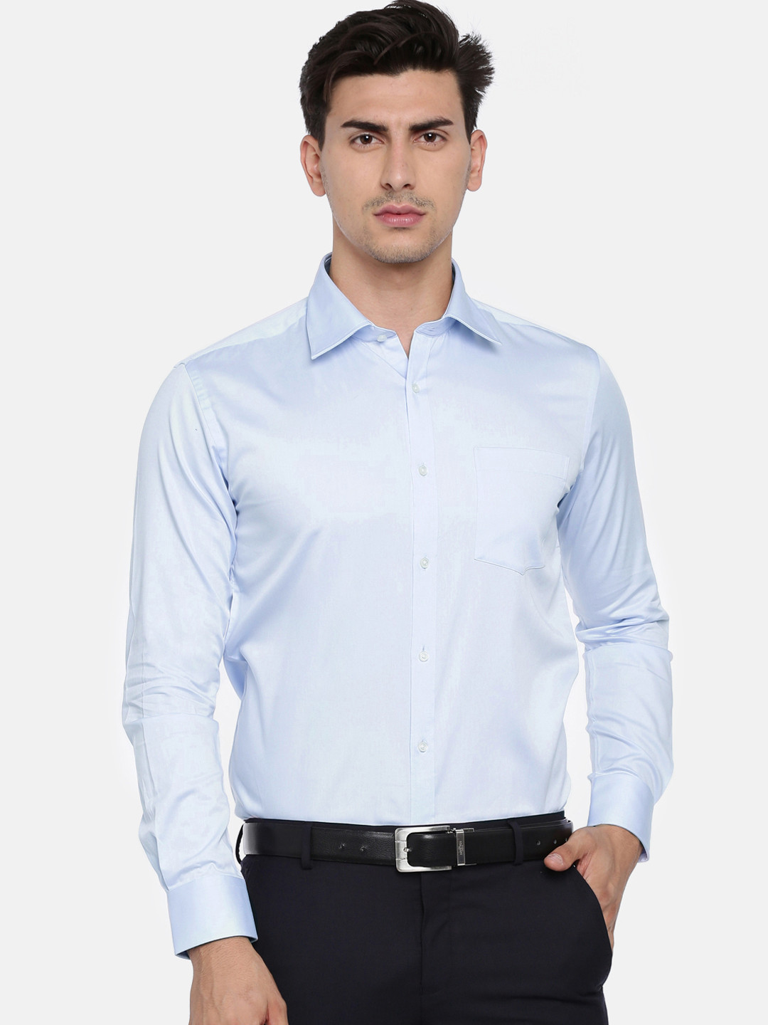 Buy Park Avenue Men Blue Regular Fit Solid Formal Shirt - Shirts for ...
