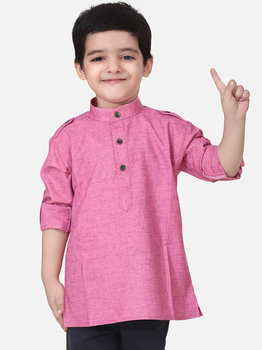 Buy LilPicks Boys Pink Solid Straight Kurta Kurtas for Boys 12360012