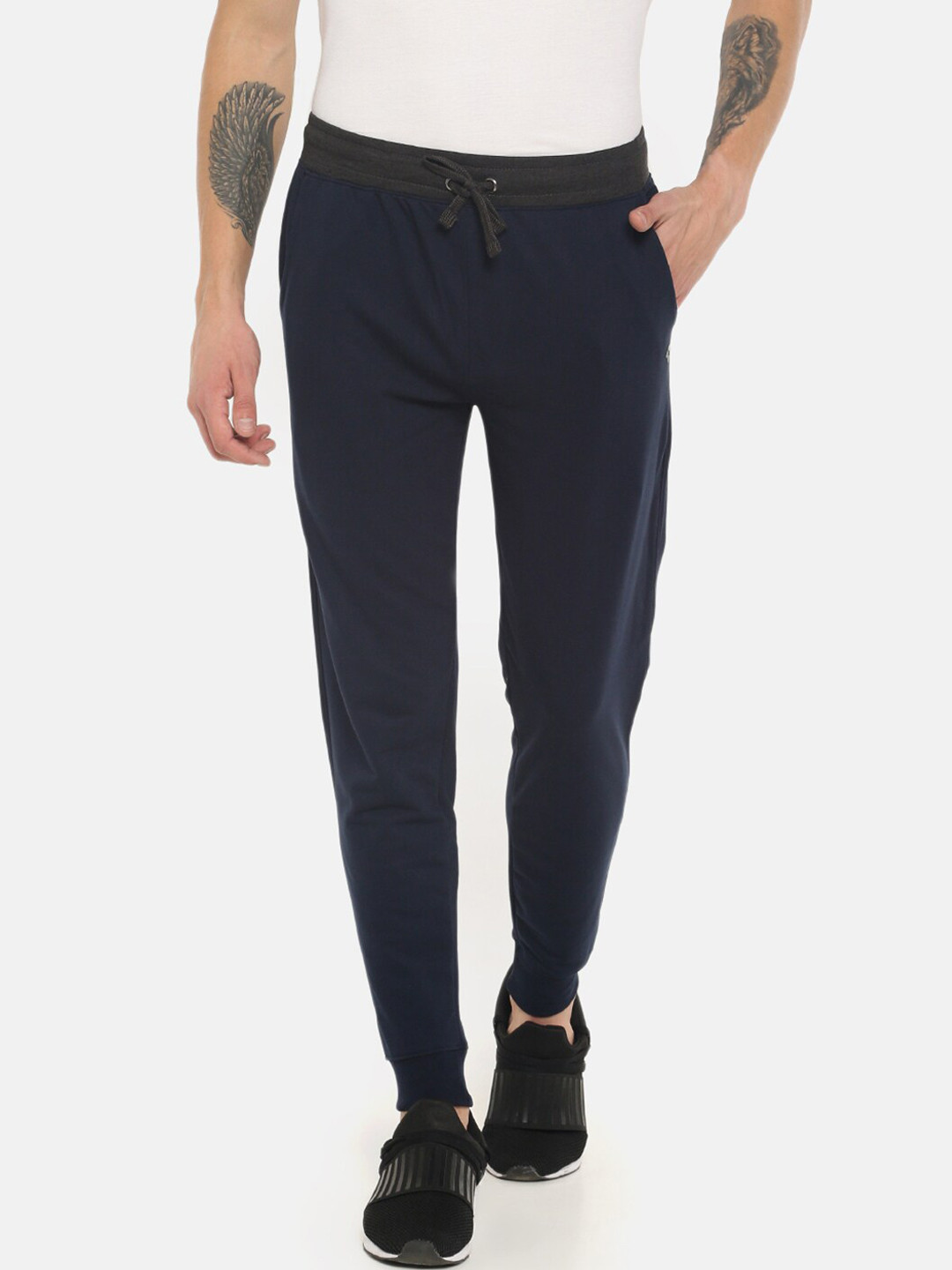 Buy Dollar Men Navy Blue Solid Athleisure Joggers Track Pants for Men