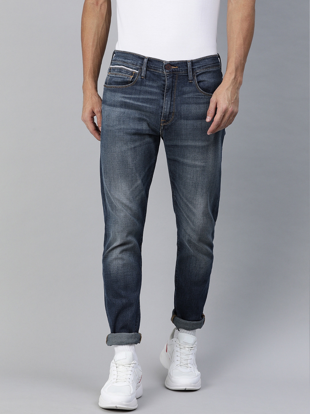 Buy Levis Men Blue 512 Slim Tapered Fit Mid Rise Clean Look Stretchable ...