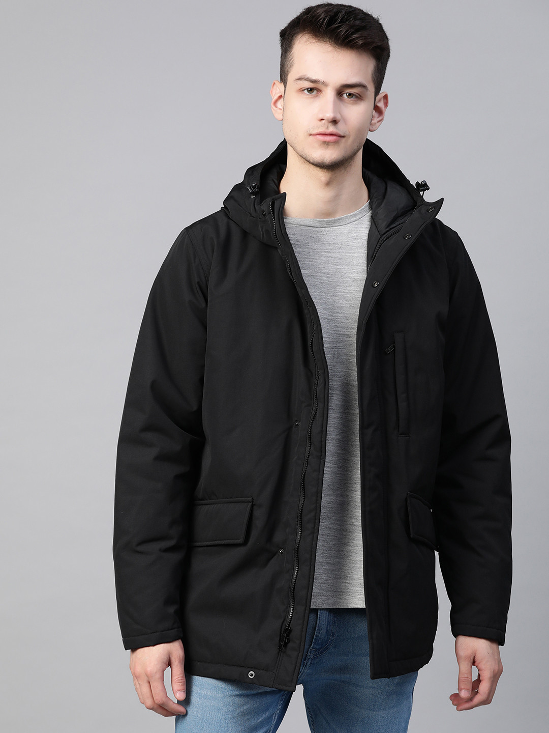 Buy Levis Men Black Solid Water Resistant Hooded Padded Jacket