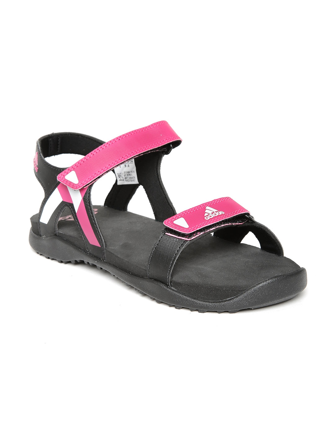 pink and black adidas sandals