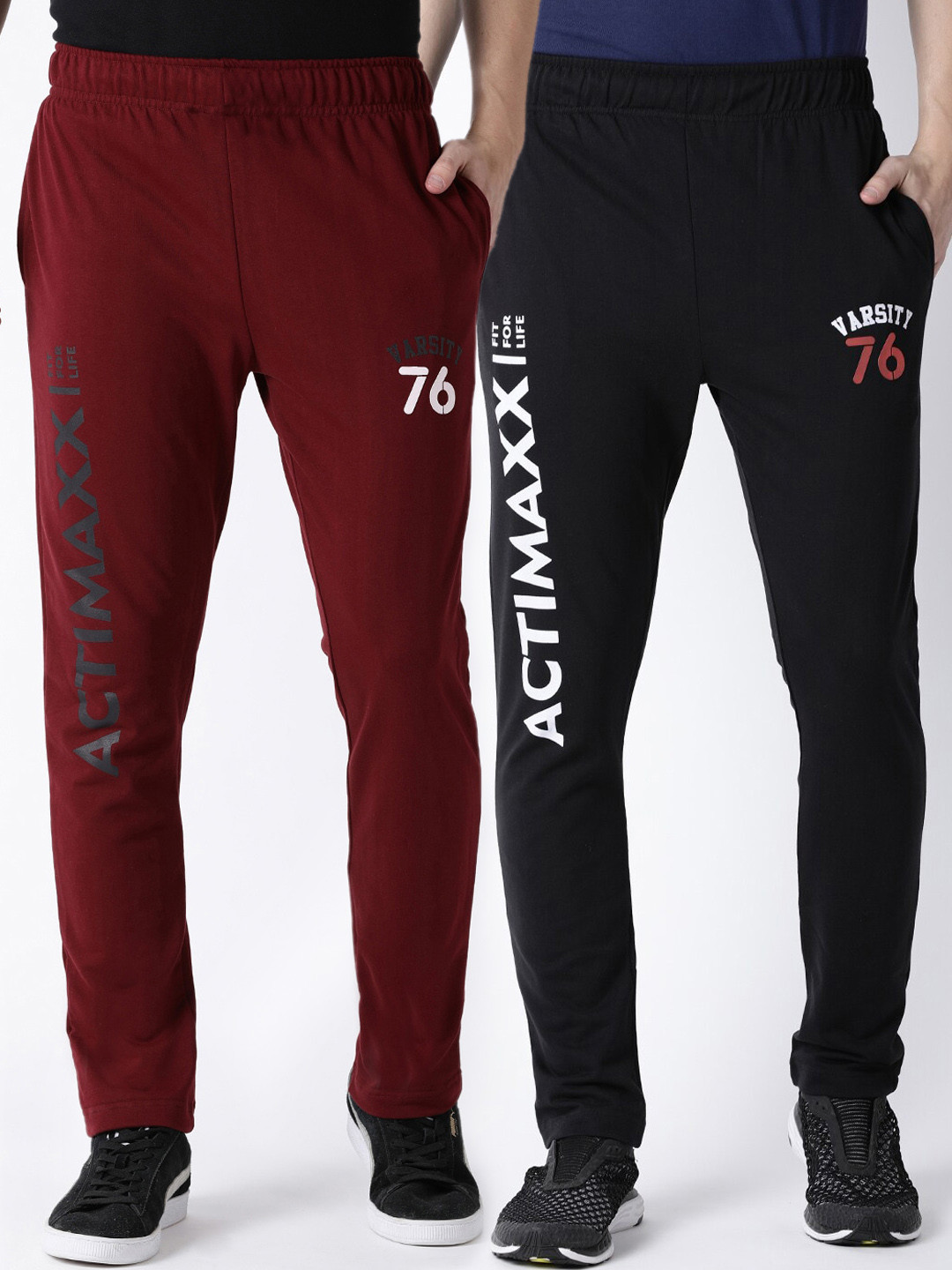 Buy ACTIMAXX Men Pack Of 2 Solid Tapered Fit Track Pants Track Pants