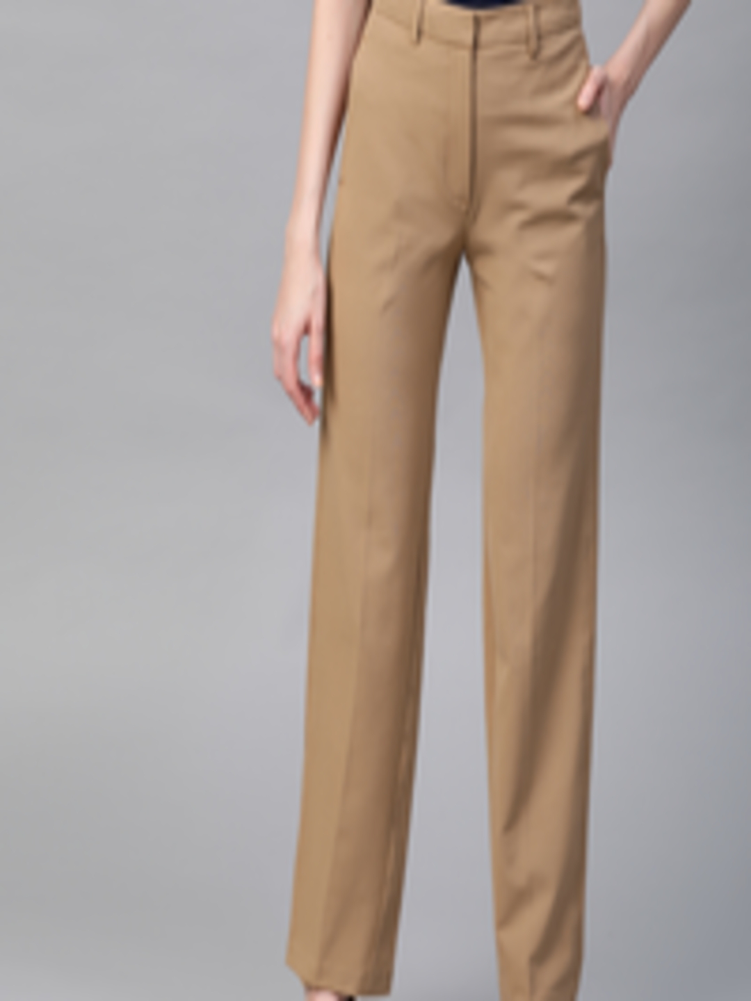 Buy Marks & Spencer Women Brown Straight Fit Solid Formal Trousers ...
