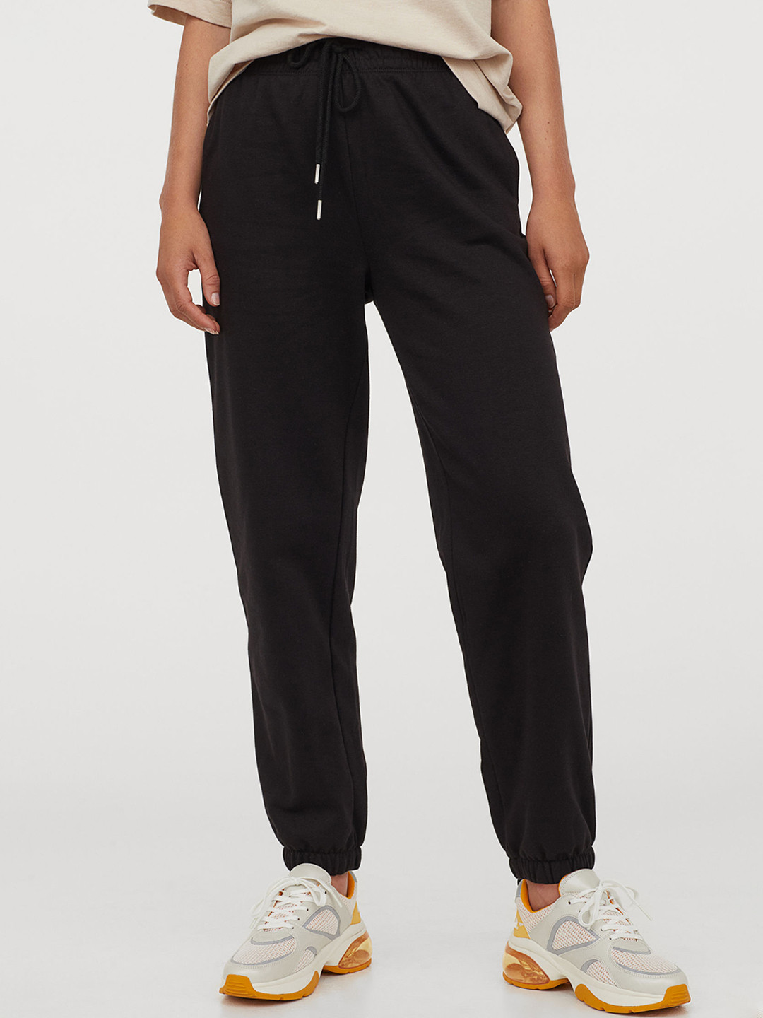 Buy H&M Women Black Cotton Blend Sweatpants Trousers for Women