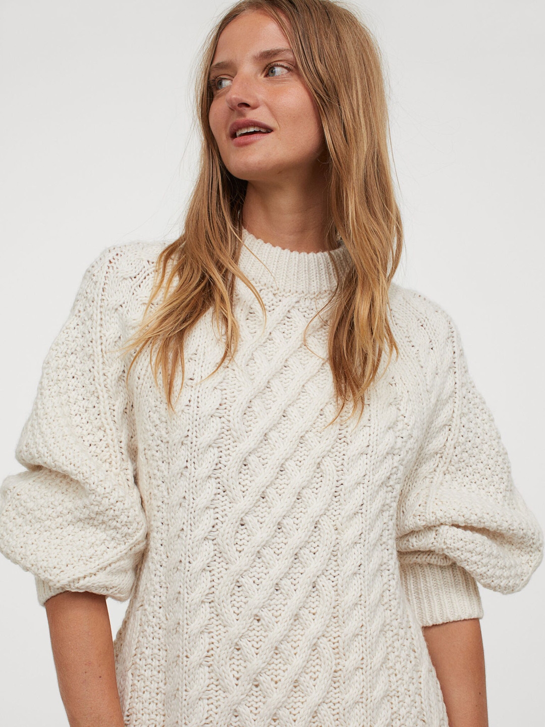 Buy H&M Women Cream Cable Knit Jumper Sweaters for Women 12383662