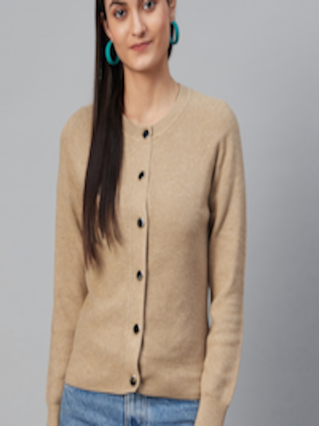 Buy Marks & Spencer Women Beige Solid Cardigan - Sweaters for Women ...