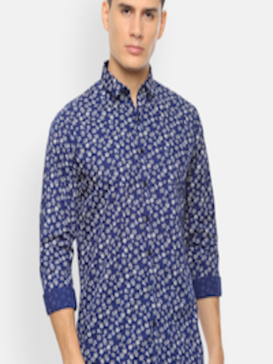 Buy V Dot Men Navy Blue Slim Fit Printed Casual Shirt - Shirts for Men ...