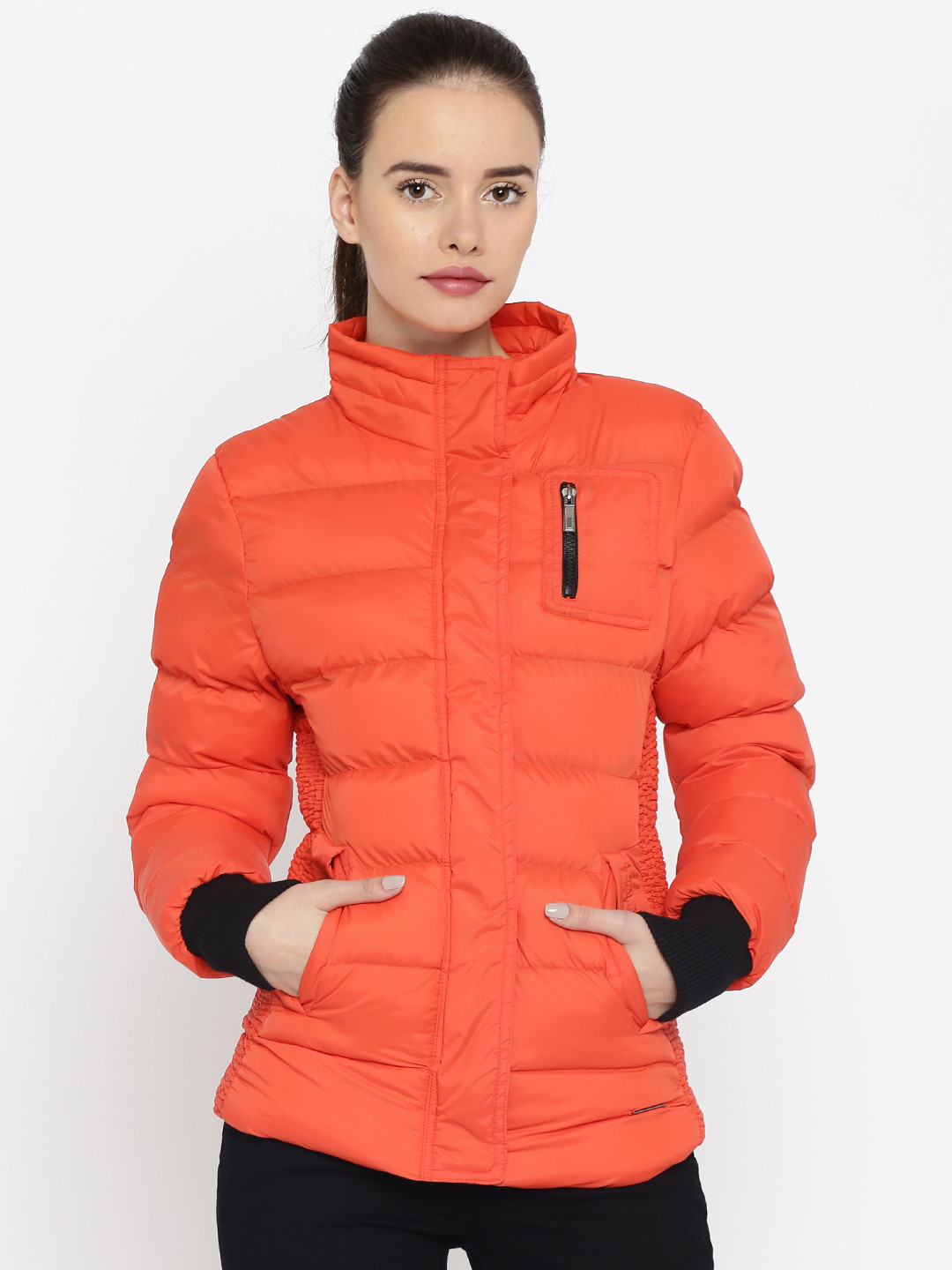 Orange puffer jacket womens Clearance