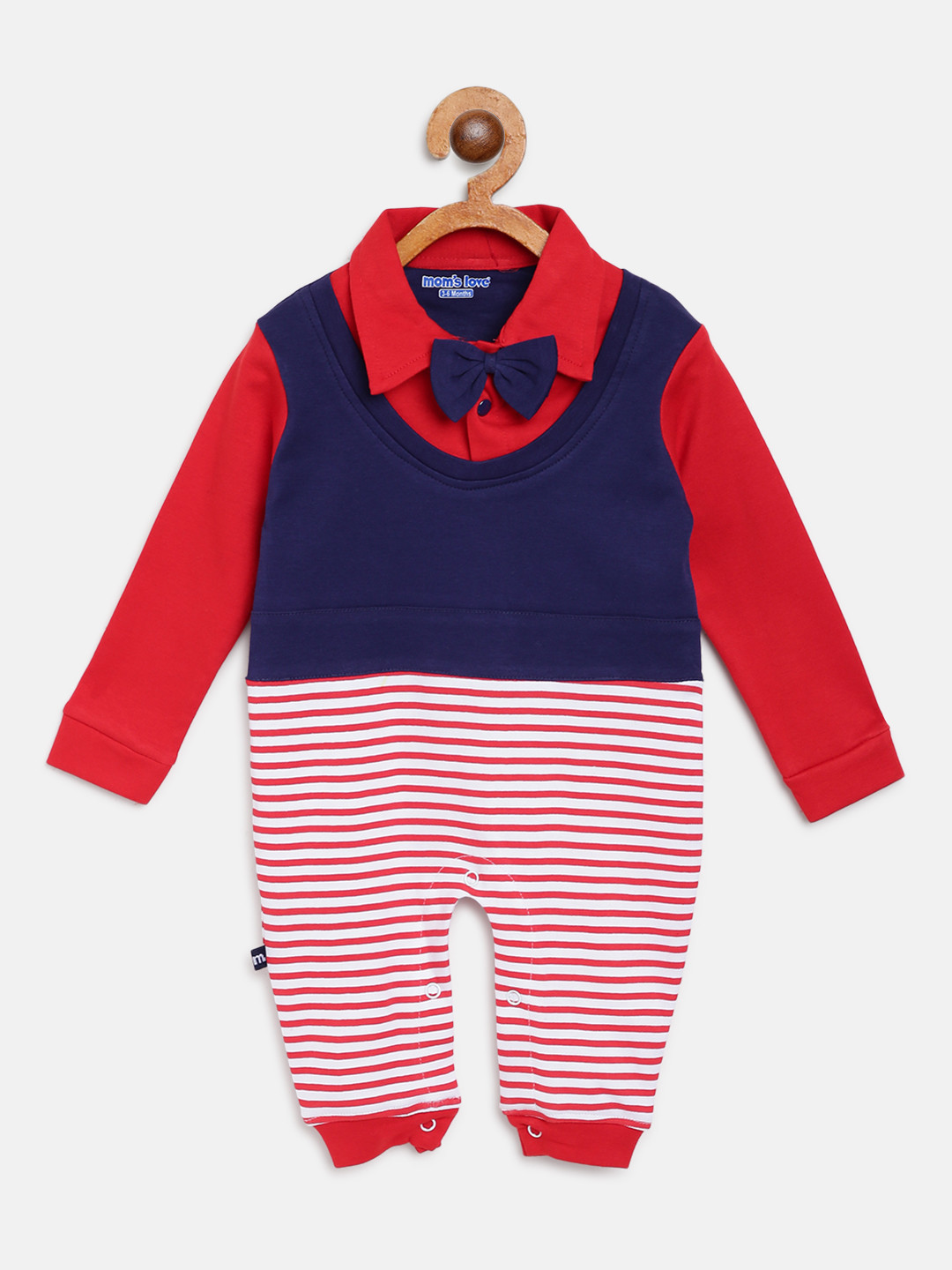 Buy Moms Love Boys Navy Blue & Red Striped Rompers Rompers for Boys