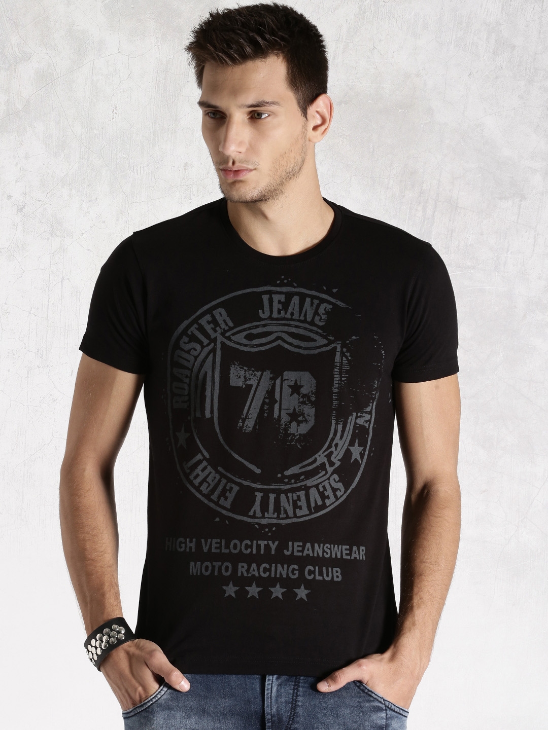 Buy Roadster Black Printed T Shirt - Tshirts for Men 1239133 | Myntra