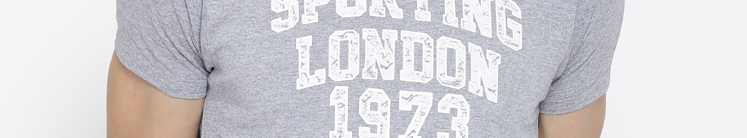 Buy Pepe Jeans Grey Melange Text Print Pure Cotton T Shirt - Tshirts ...