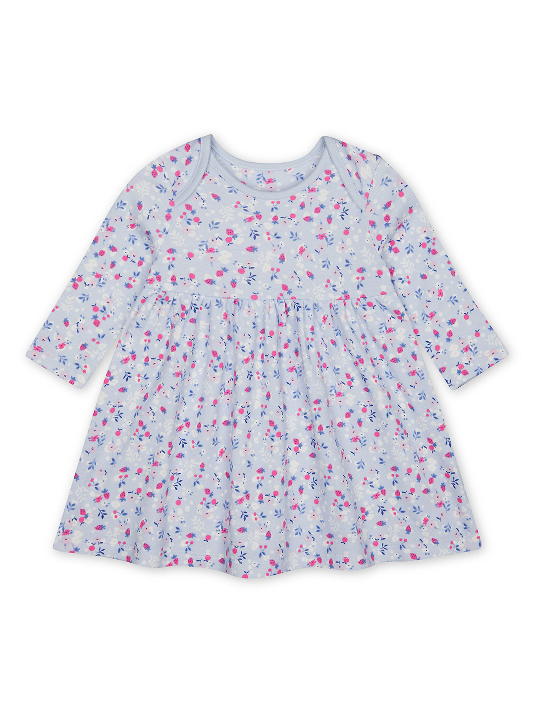 Buy Mothercare Infant Girls Blue & Pink Printed Fit And Flare Dress