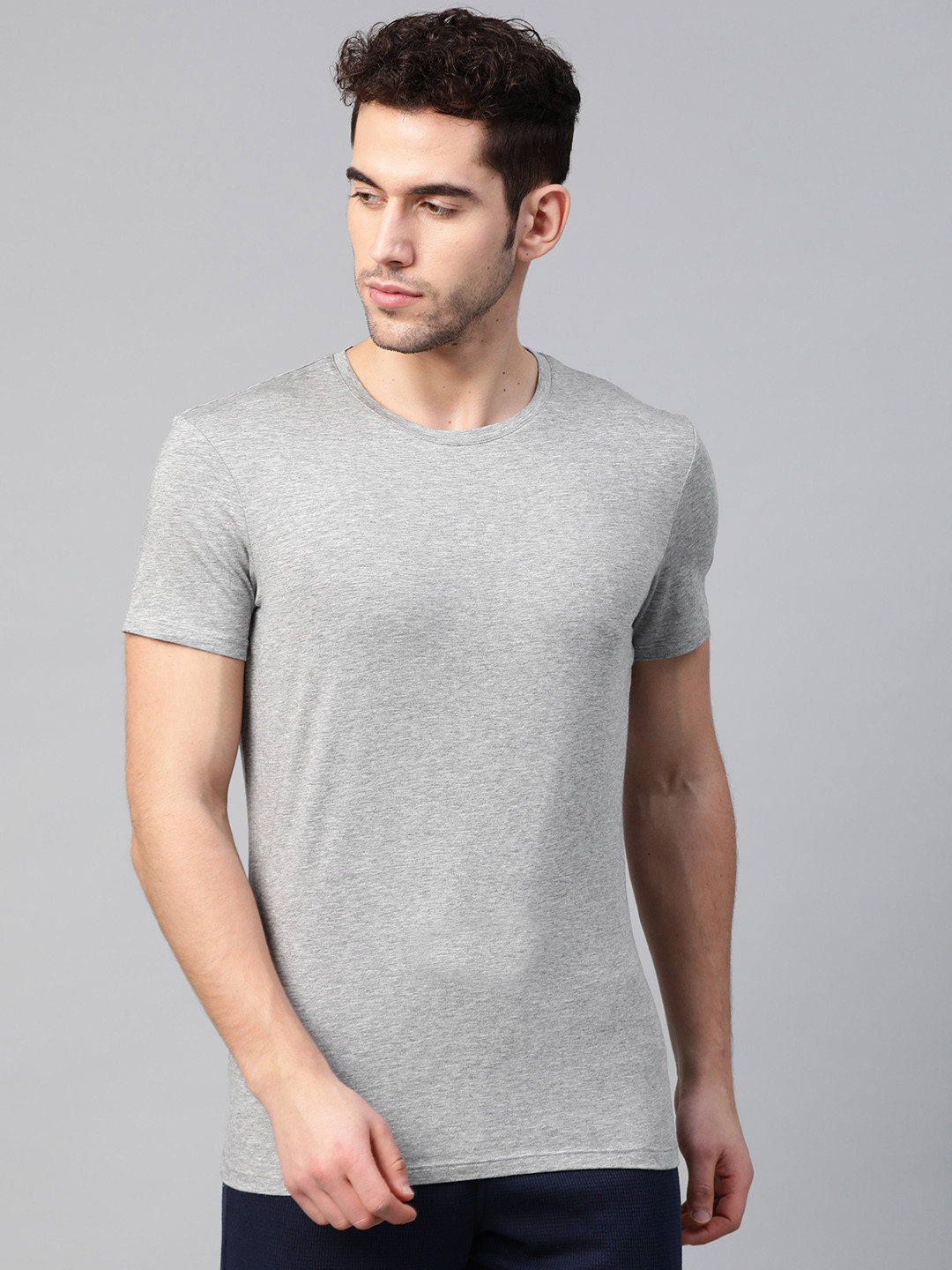 Buy Marks & Spencer Men Grey Melange Solid Innerwear Vest T141600AGREY