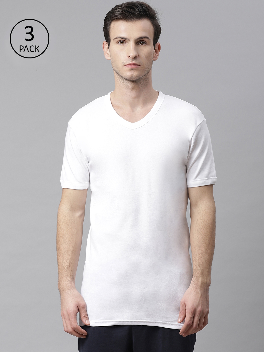 Buy Marks & Spencer Men Pack Of 3 White Solid Innerwear Vest ...