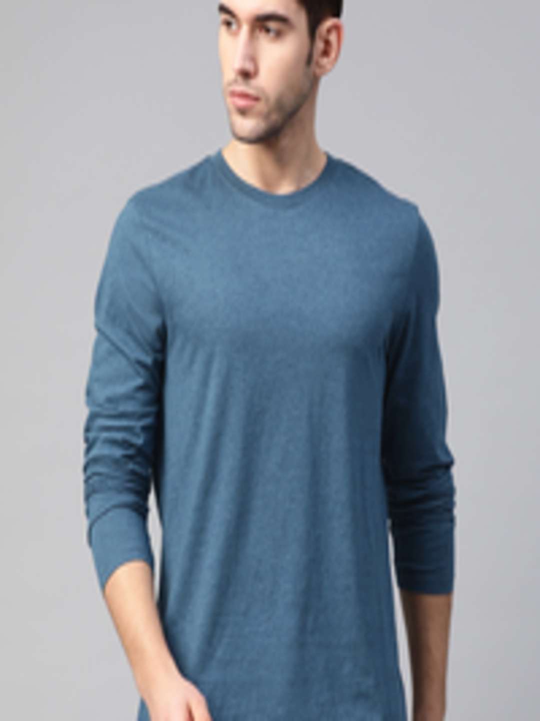 Buy Marks & Spencer Men Teal Blue Solid Round Neck T Shirt - Tshirts ...
