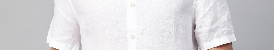 Buy Marks & Spencer Men White Regular Fit Linen Solid Shirt - Shirts ...