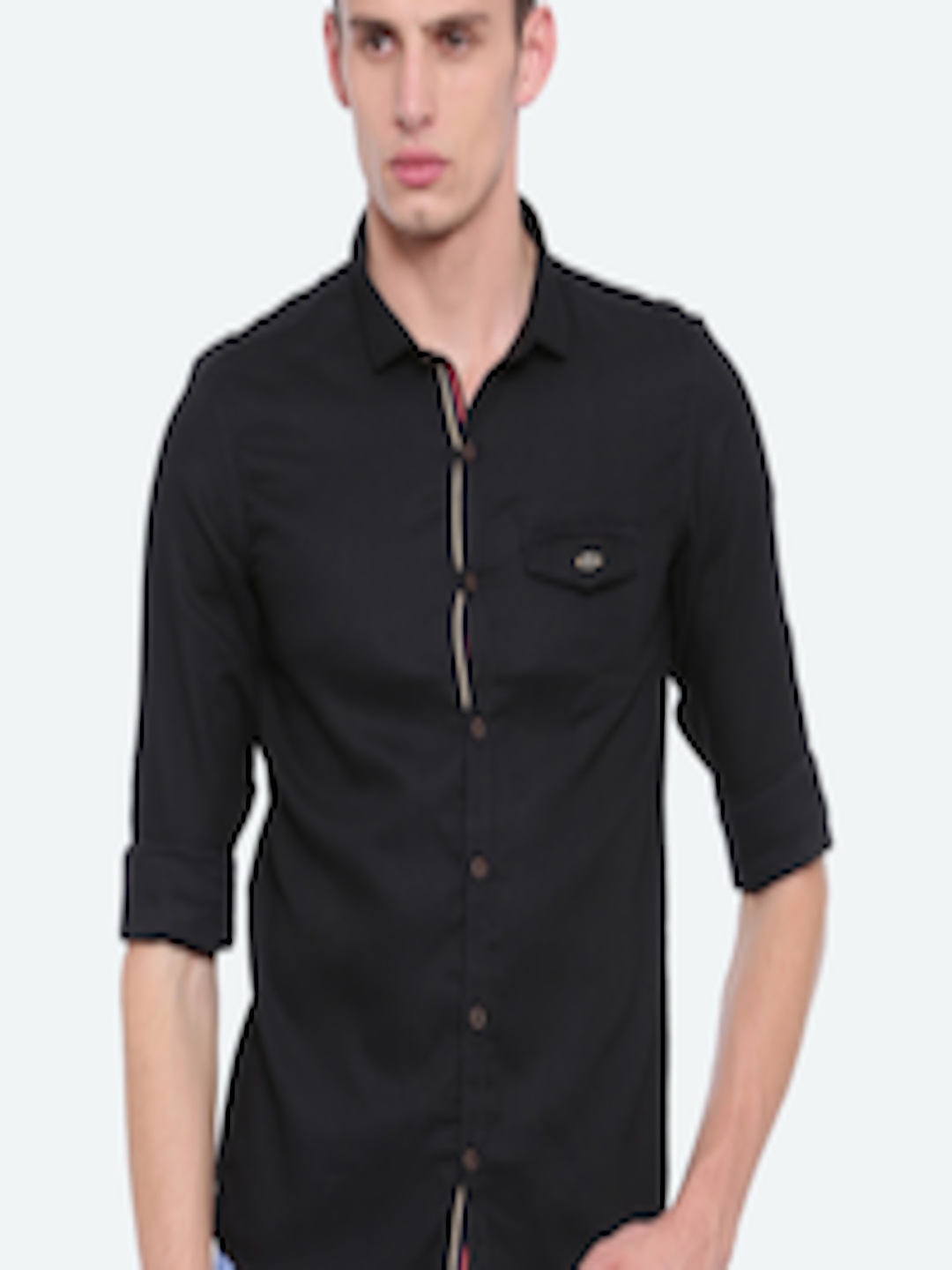 Buy WITH Men Black Slim Fit Solid Casual Shirt - Shirts for Men ...