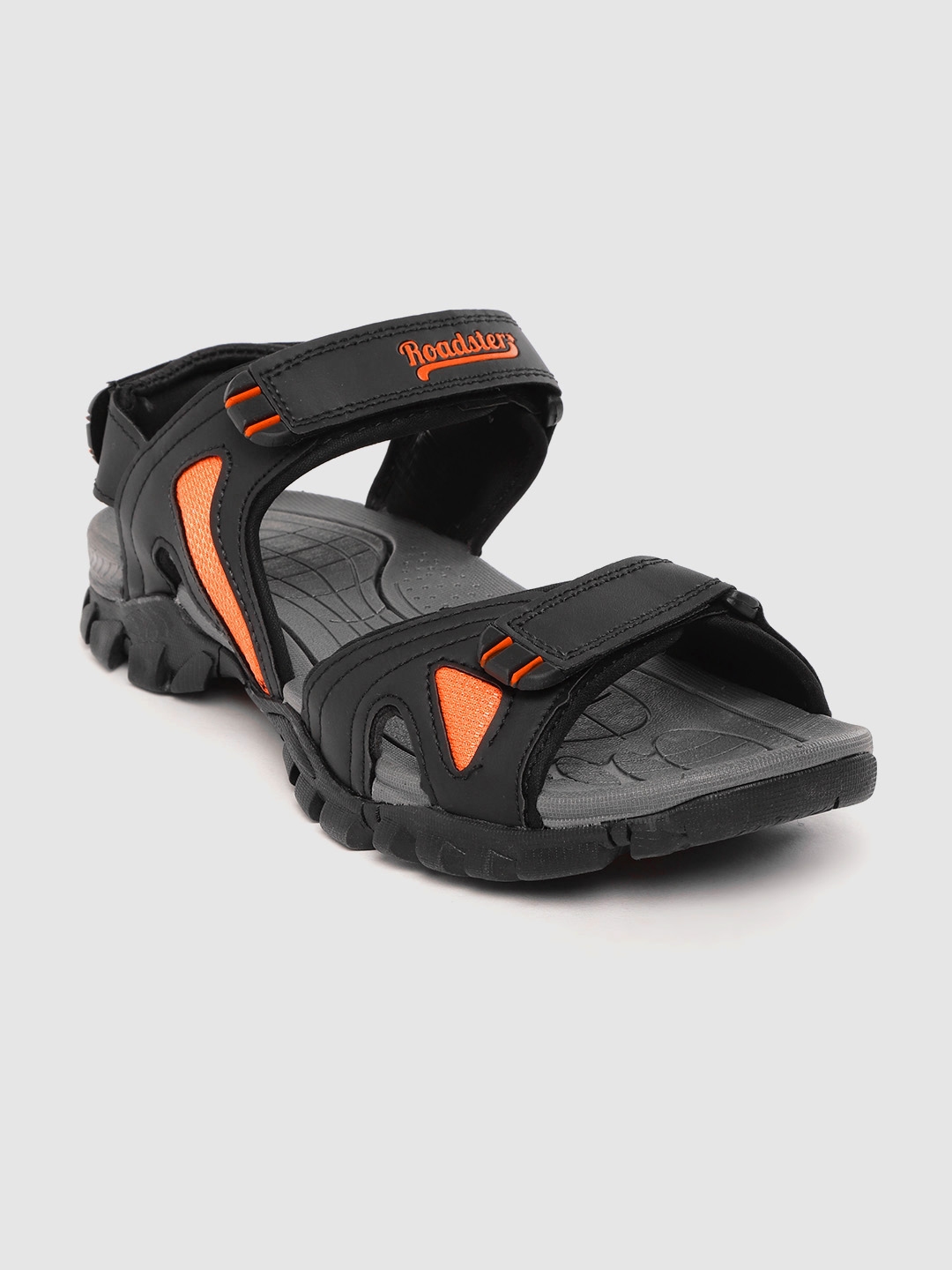 Buy Roadster Men Black & Orange Solid Sports Sandals Sports Sandals
