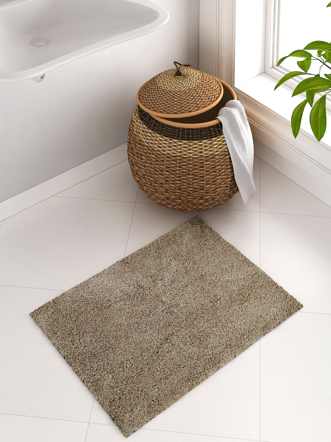 Buy SPACES Exotica Grand Beige Drylon Rectangular Bath Rug Bath Rugs