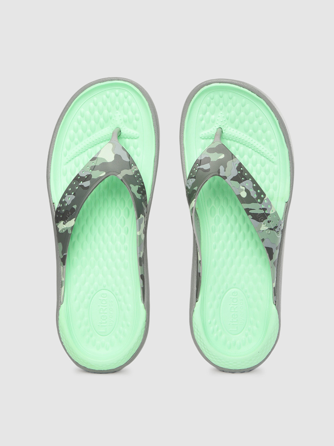Buy Crocs Unisex Green & Grey Camouflage Printed LiteRide Thong Flip Flops - Flip Flops for 
