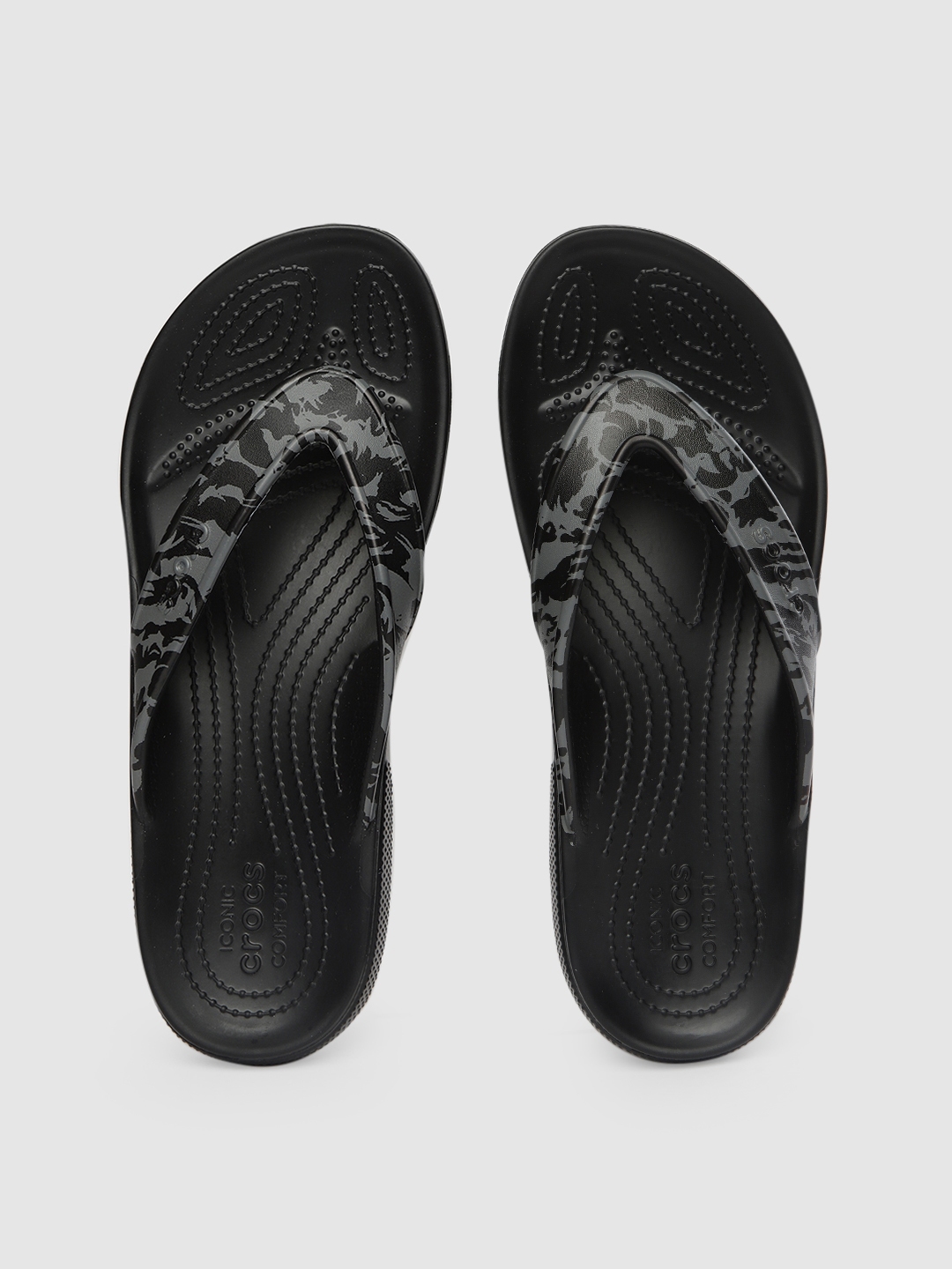 Buy Crocs Unisex Black & Grey Camouflage Printed Classic II Thong Flip ...