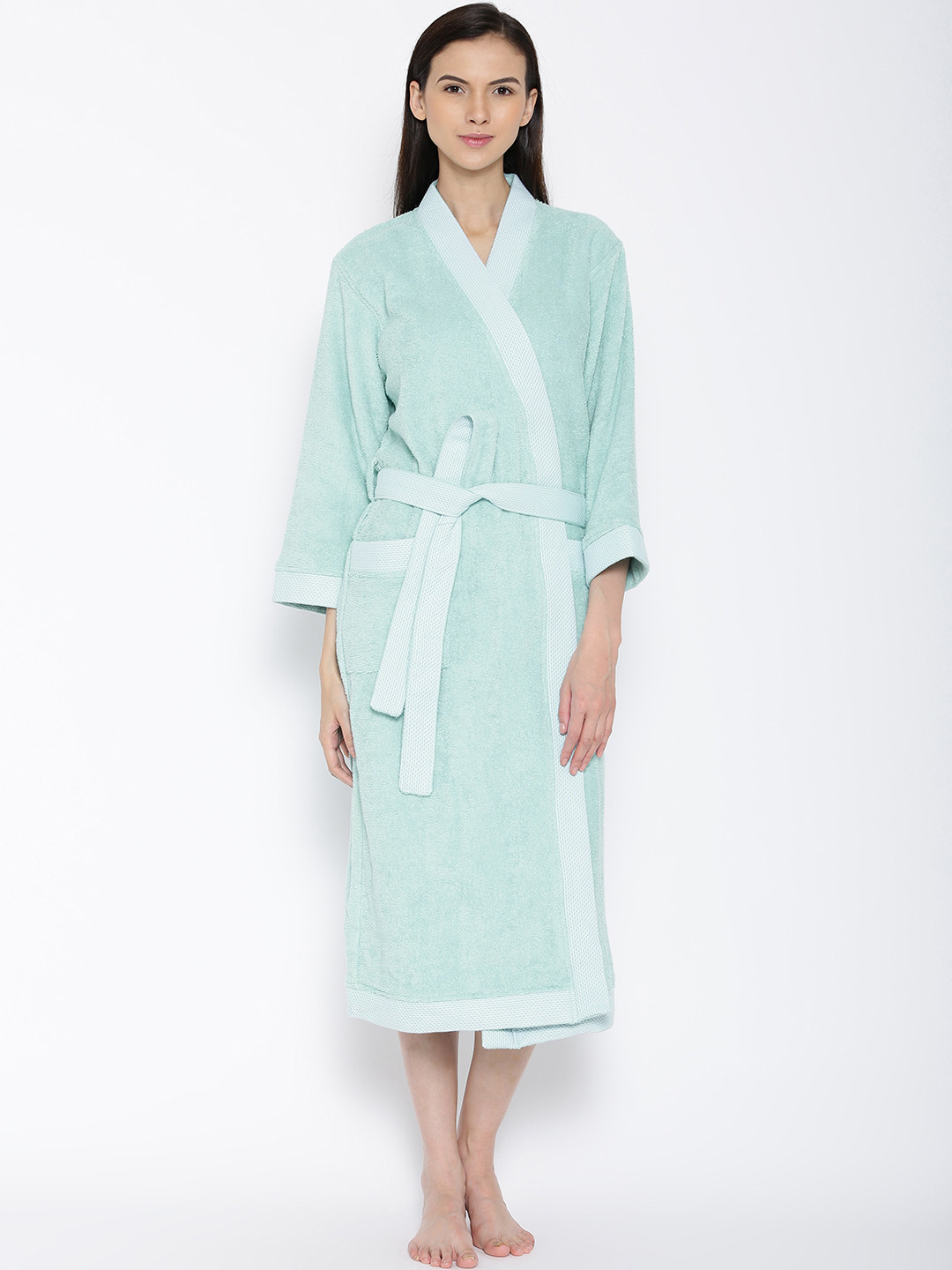 Buy SPACES Unisex Turquoise Blue Bathrobe 1025195 Bath Robe for