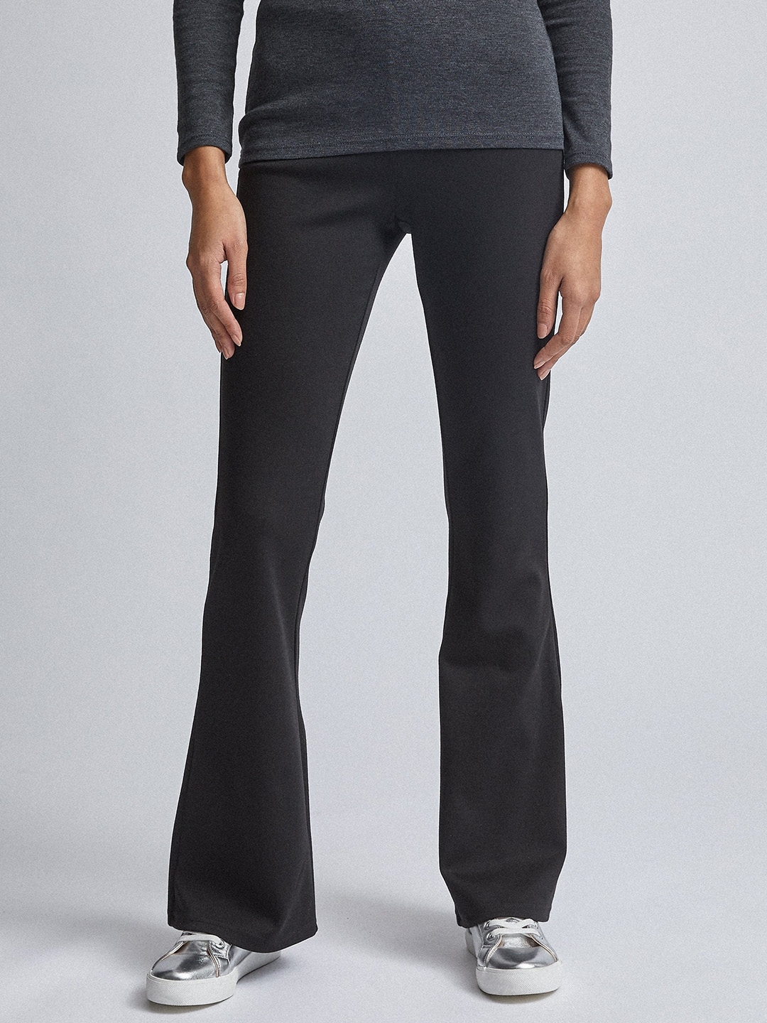 Buy DOROTHY PERKINS Women Black Regular Fit Solid Bootcut Trousers ...