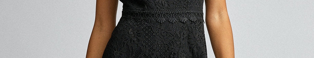 Buy DOROTHY PERKINS Women Black Lace Ruffled Detail A Line Dress ...