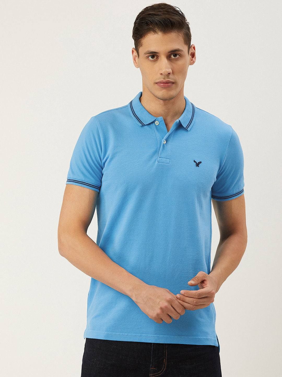 Buy AMERICAN EAGLE OUTFITTERS Men Blue Solid Polo Collar T Shirt Tshirts for Men 12414378 Myntra