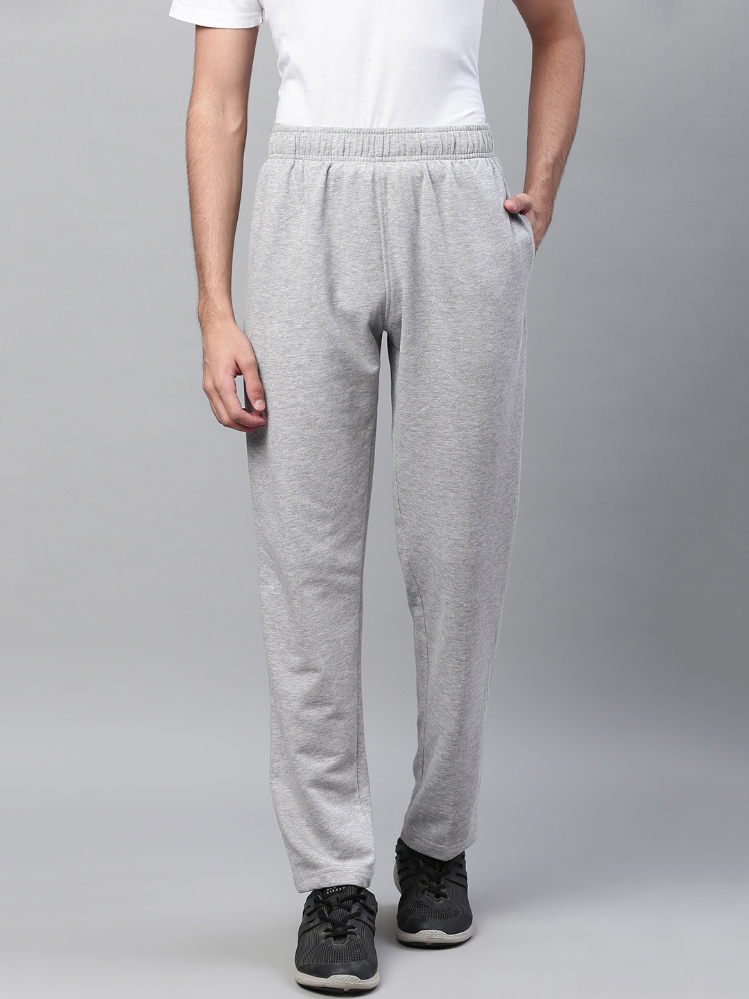 Buy Marks & Spencer Men Grey Melange Solid Track Pants Track Pants