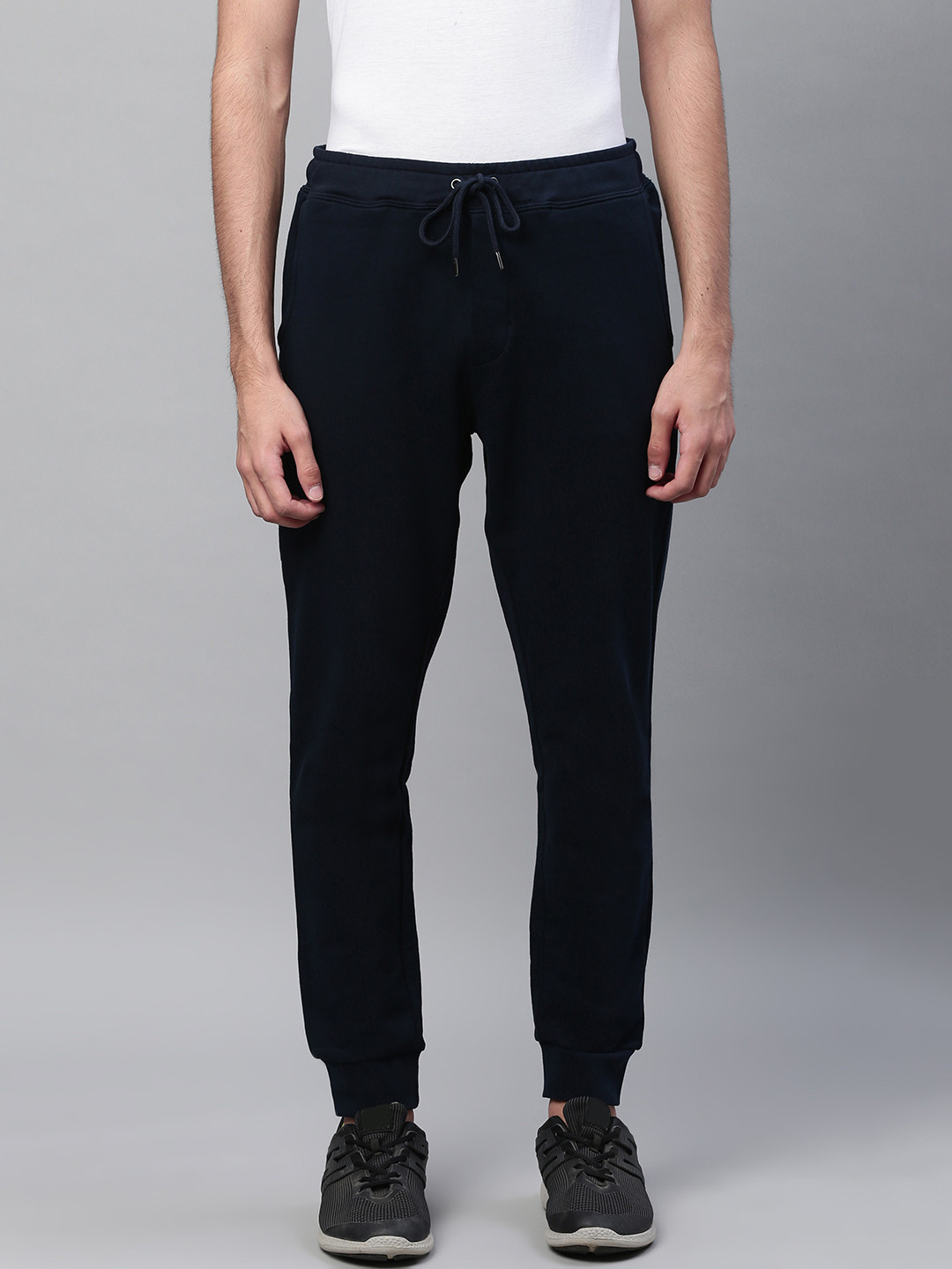 Buy Marks & Spencer Men Navy Blue Solid Joggers Track Pants for Men