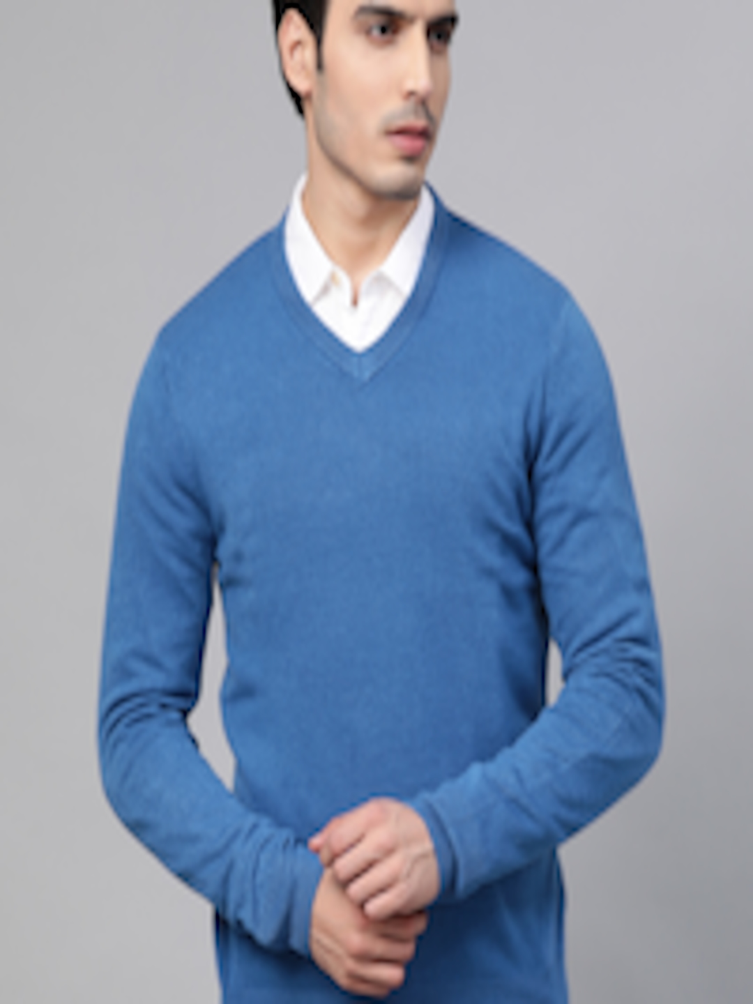 Buy Marks & Spencer Men Blue Solid Pullover - Sweaters for Men 12417266 ...