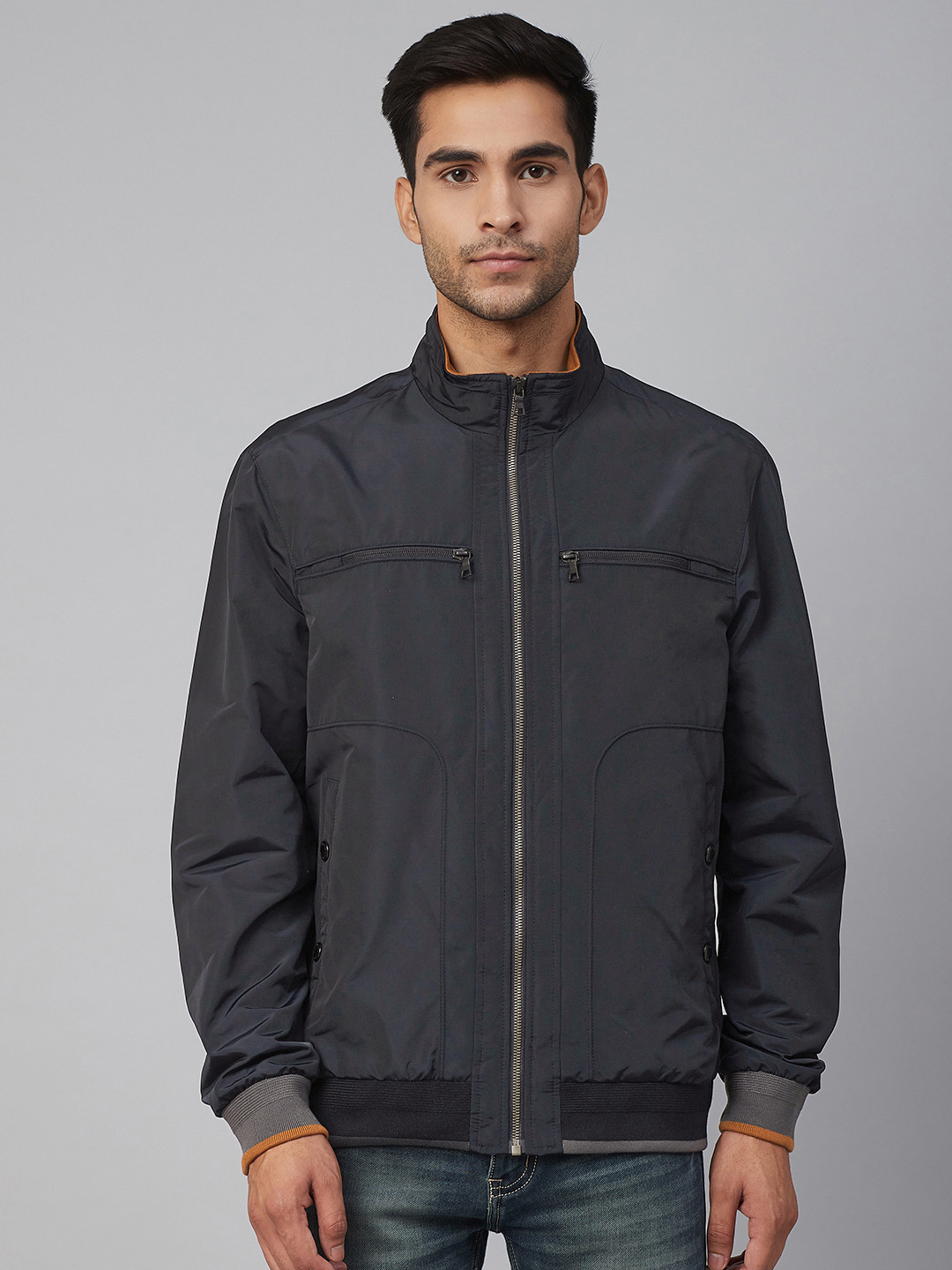 Buy Marks & Spencer Men Navy Blue Stormwear Solid Bomber Jacket Jackets for Men 12417534 Myntra