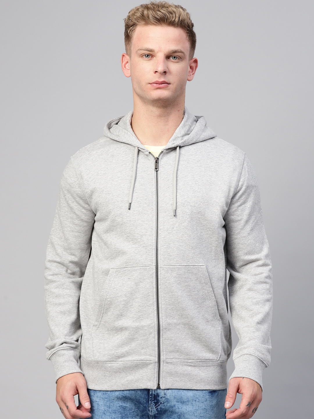 Buy Marks & Spencer Men Grey Solid Hooded Sweatshirt - Sweatshirts for ...