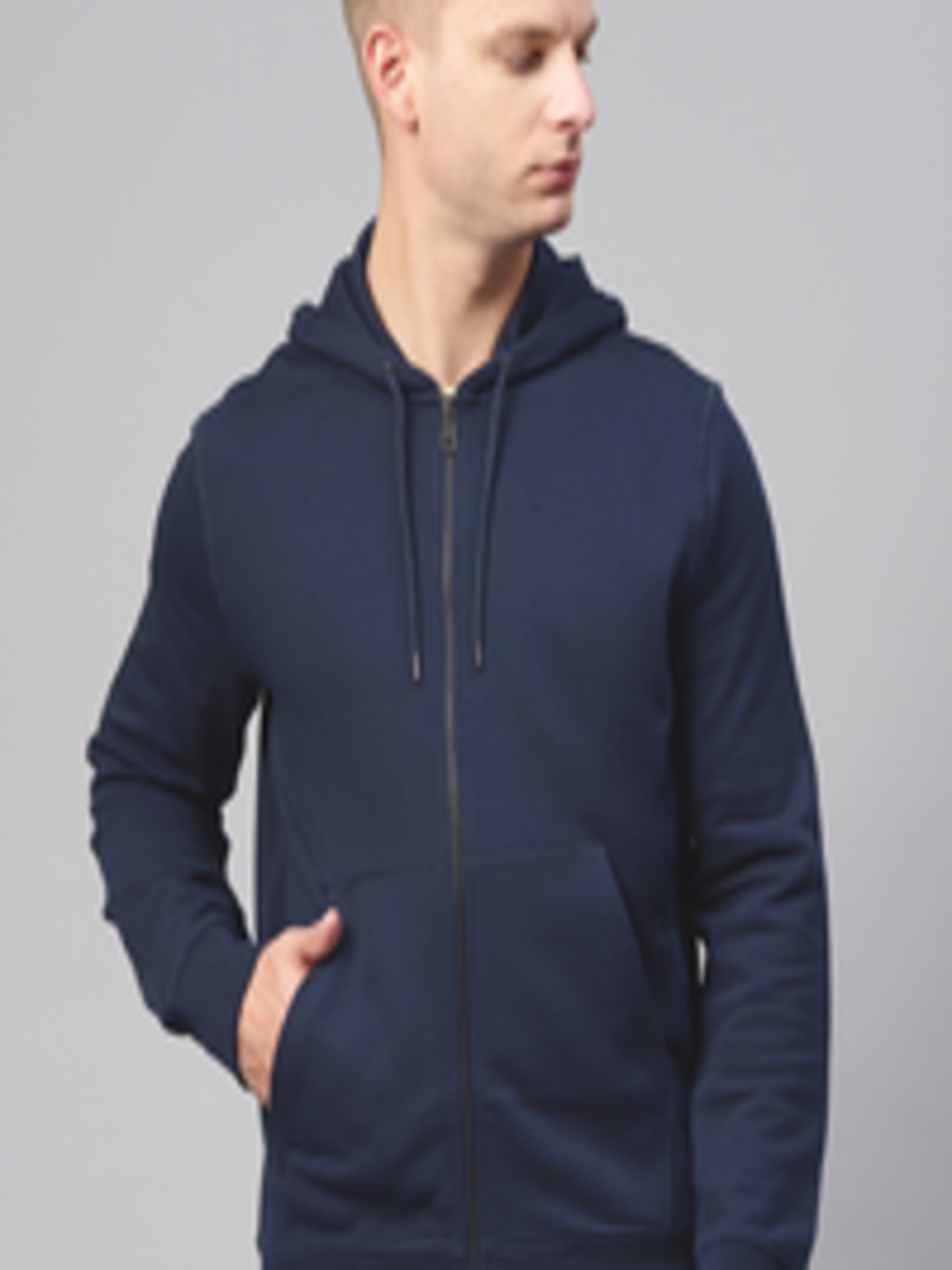 Buy Marks & Spencer Men Navy Blue Solid Hooded Sweatshirt - Sweatshirts ...