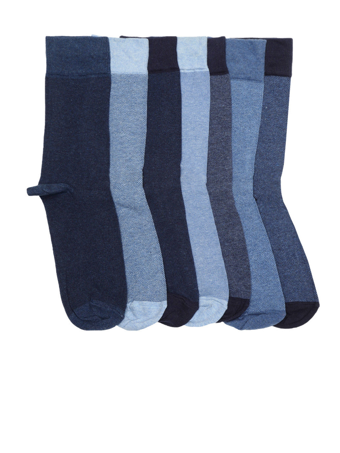 Buy Marks & Spencer Men Set Of 7 Blue Solid Above Ankle Length Socks