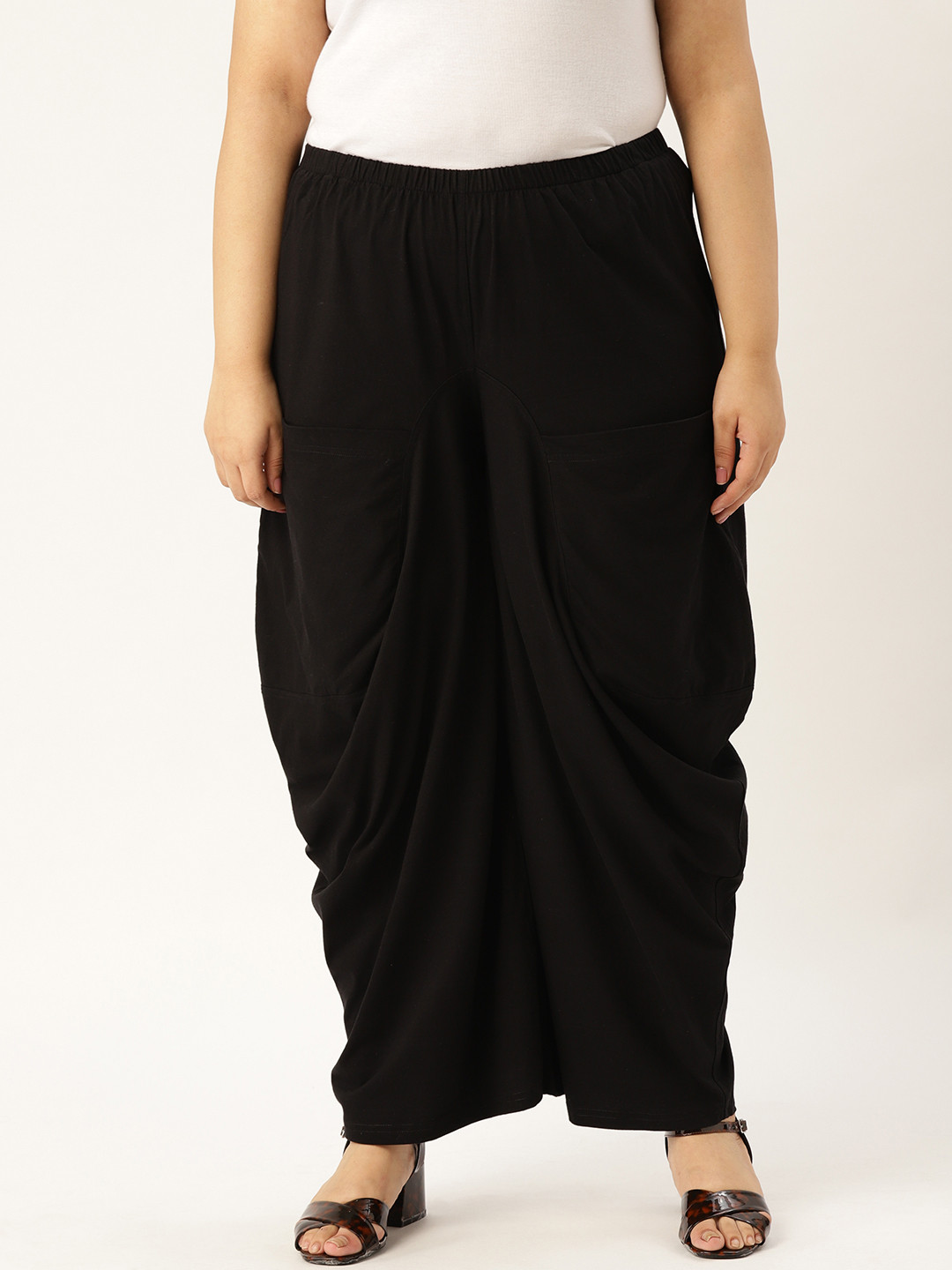 Buy Revolution Women Black Loose Fit Solid Plus Size Anti Fit Trousers - Trousers for Women 