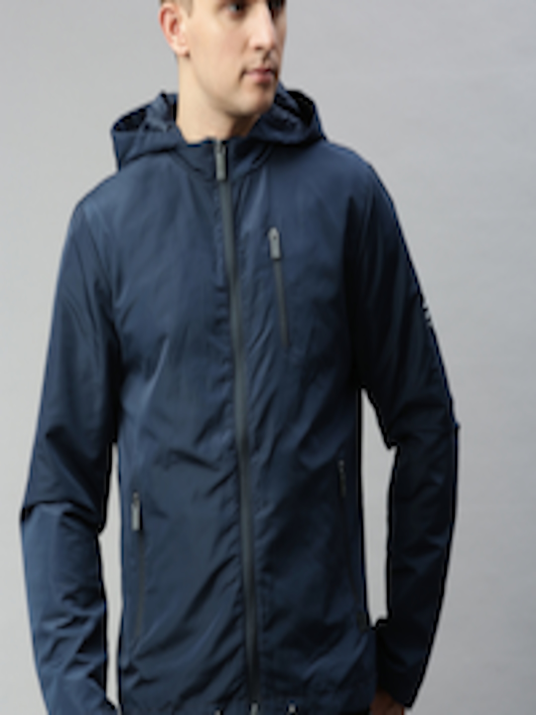 Buy WROGN Men Navy Blue Solid Sporty Jacket - Jackets for Men 12422070 ...
