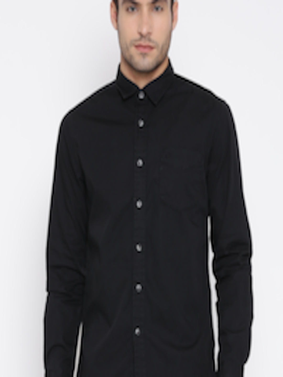 Buy People Black Slim Casual Shirt - Shirts for Men 1242358 | Myntra