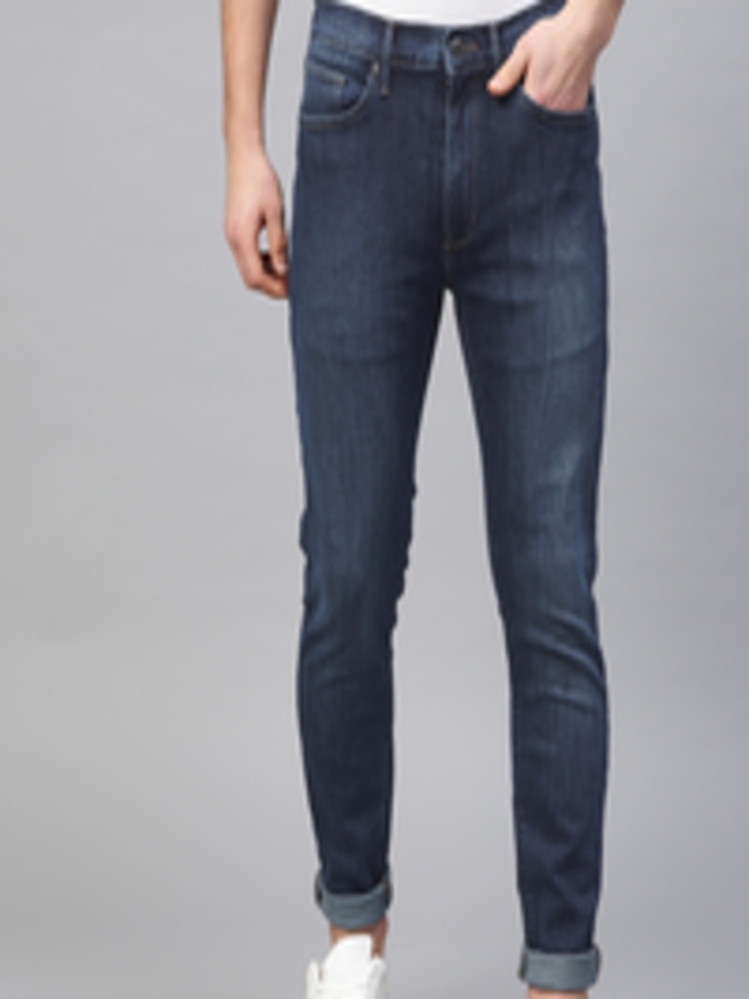Buy Marks & Spencer Men Navy Blue Skinny Fit Mid Rise Jeans - Jeans for ...