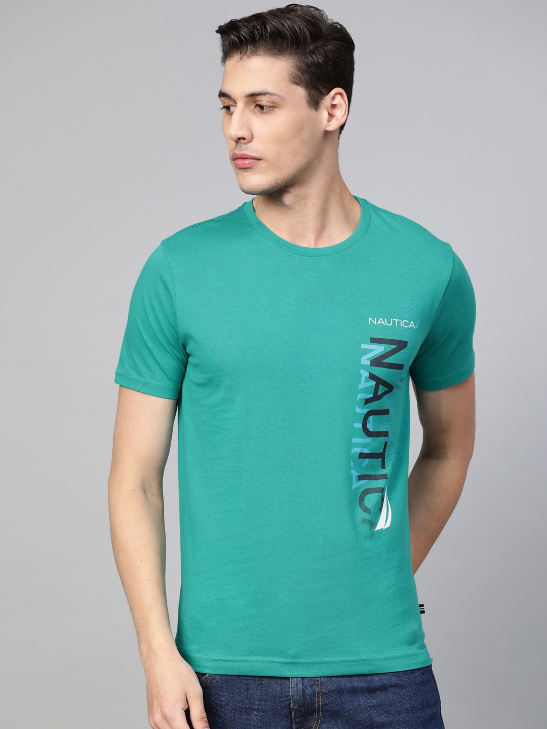 Buy Nautica Men Green Printed Round Neck T Shirt - Tshirts for Men ...