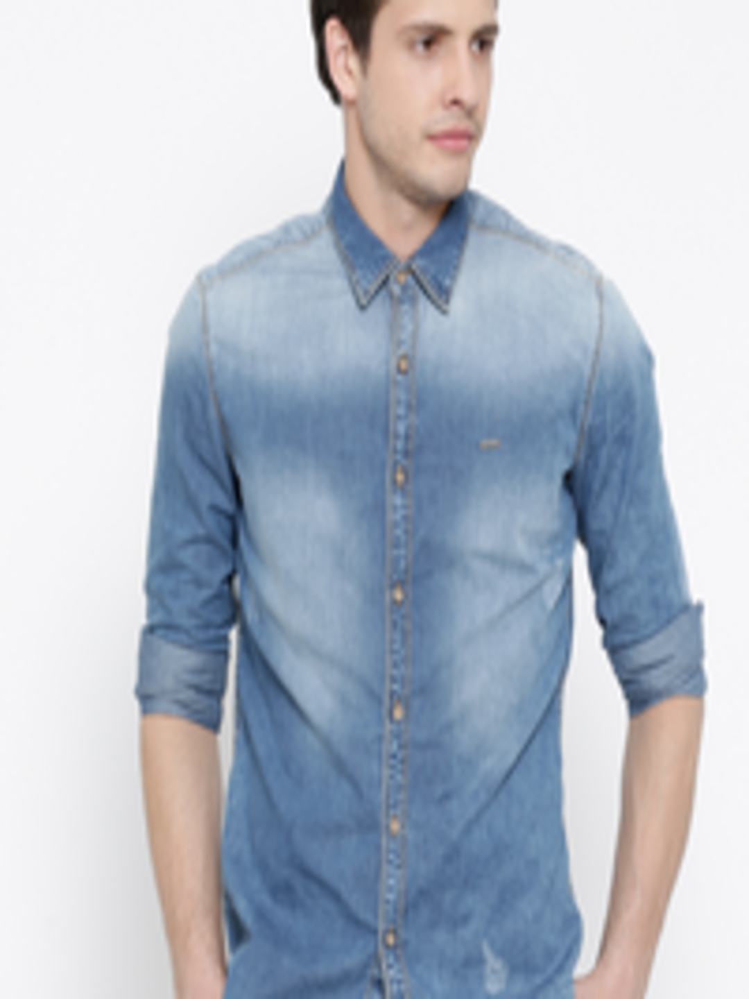 Buy Numero Uno Blue Washed Slim Fit Denim Shirt - Shirts for Men ...