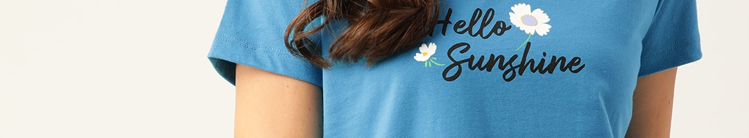 Buy ETC Women Blue Printed Lounge T Shirt - Lounge Tshirts for Women ...