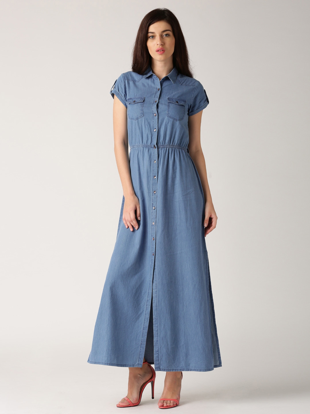 Buy DressBerry Blue Denim Maxi Dress - Dresses for Women 1244310 | Myntra