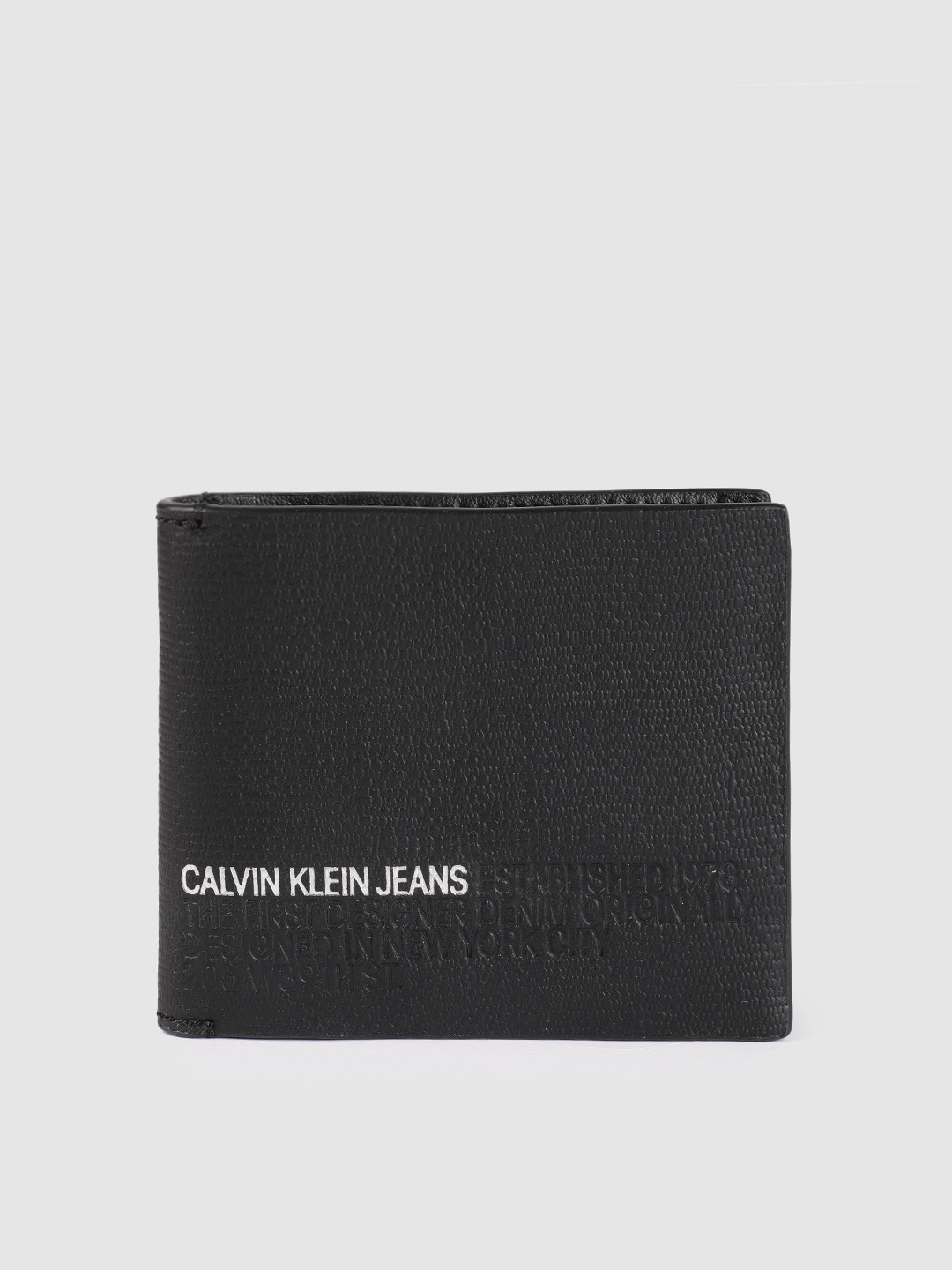 Buy Calvin Klein Men Black Solid Leather Two Fold Wallet Wallets for