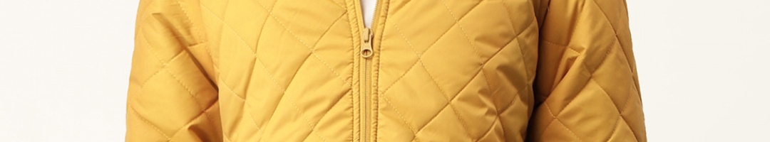 Buy Flying Machine Men Mustard Yellow Solid Quilted Jacket - Jackets