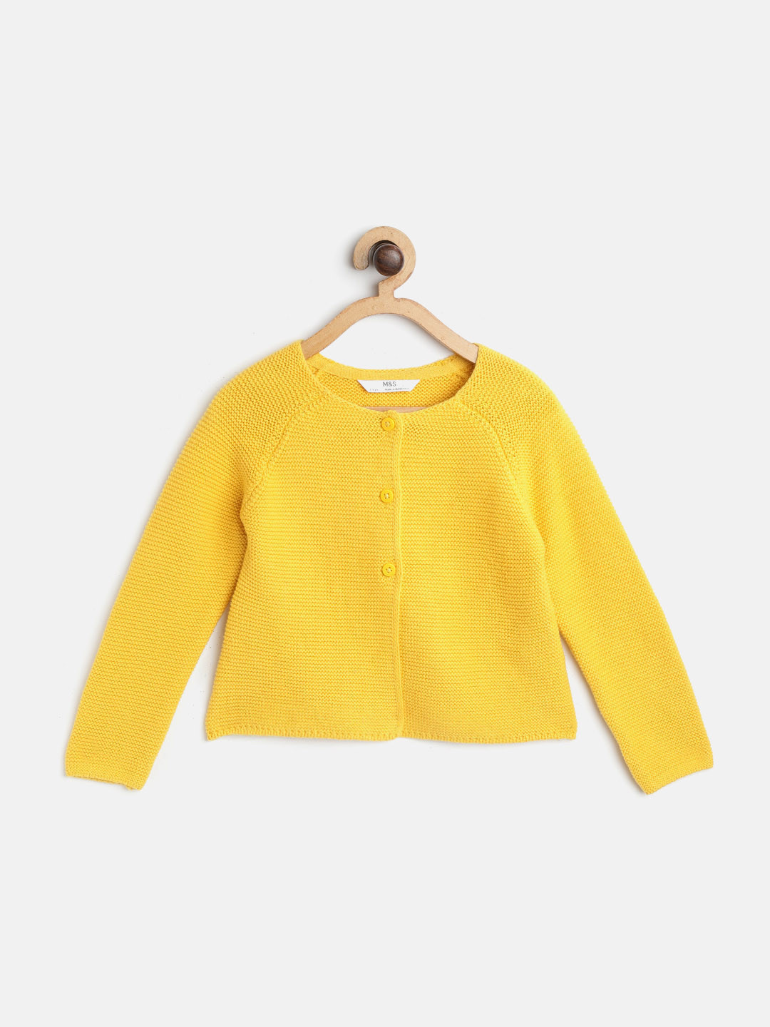 Buy Marks & Spencer Girls Yellow Solid Cardigan Sweaters for Girls