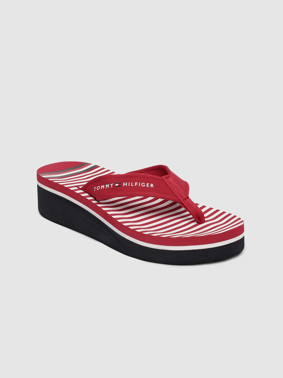 Buy Tommy Hilfiger Women Red Solid Thong Flip Flops Flip Flops for