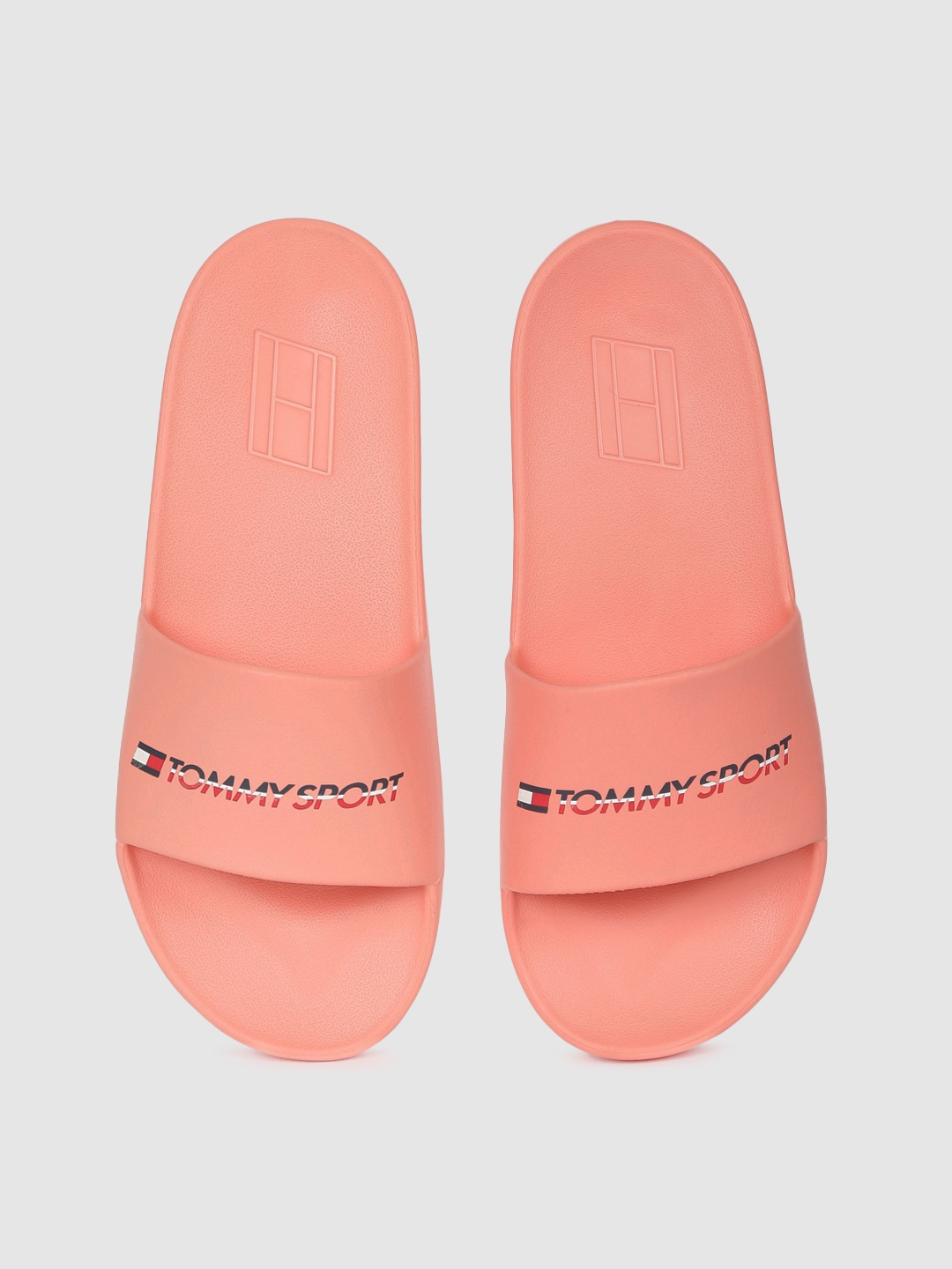 Buy Tommy Hilfiger Women Pink Printed Sliders - Flip Flops for Women ...